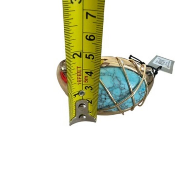 NWT Robert Lee Morris Soho Turquoise Stone Cuff Bracelet Gold Tone Wire - Picture 8 of 12